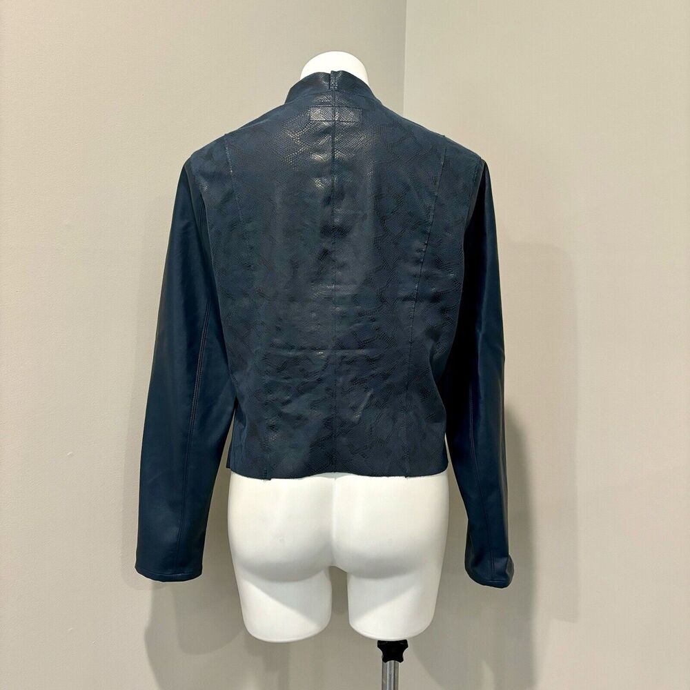 Blank NYC Jacket Large Dark Blue Faux Leather Zip Front Pockets - Picture 3 of 15